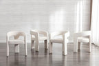 BESTANO Set of 3 Modern Linen Fabric Upholstered Dining Chairs - Image 4
