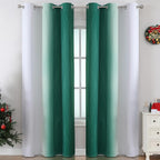 Green and Greyish White Blackout Curtains 42Wx84L 2 Panels | Ombre Curtains - Image 2