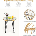 Tangkula 3 Pieces Patio Bistro Set, Rattan Conversation Set - Image 7
