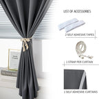 Blackout Curtains with Self Adhesive Tape No Rod No Drill Easy Install Window - Image 2