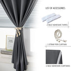 Room Darkening Curtains with Adhesive Backing Tool Free Hanging Window Drapes - Image 2