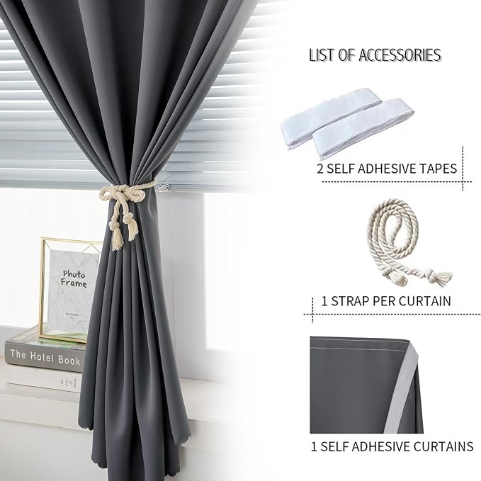 Portable Light Blocking Curtains Self Stick Design Removable Adhesive Window - Image 2