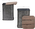 Rustic Storage Ottoman Seat Stool, Farmhouse Accent Side Table, Antique - Image 3