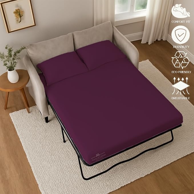 Sleeper Sofa Bed Sheet, 100% Cotton 400 Thread Count, 4 Piece Set, Deep Pocket - Image 5