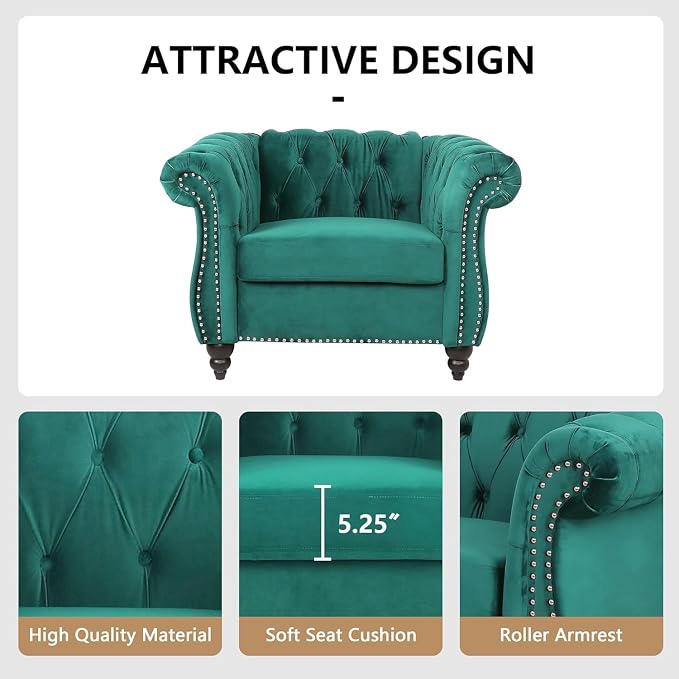 Mid-Century Sofa Chair, Velvet Accent Chair - Image 4