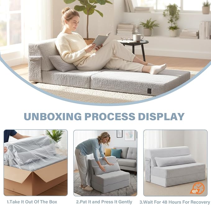 Tiita Convertible Folding Sofa Bed Single Size - Image 9