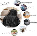 Dark Grey Fleece Plush Throw Blanket 50"x60"for Couch Fuzzy Cozy Flannel | - Image 4