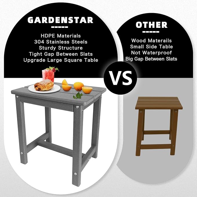 GARDENSTAR Adirondack Square Side Table, one-Tier Outdoor end Table, Patio Side - Image 5