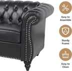 Chesterfield Loveseat Sofa, Modern Leather Small Sofa Couch 2 Seater - Image 6