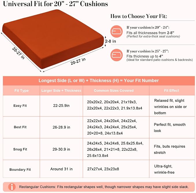 8Pcs Patio Cushion Covers Stretch Outdoor Furniture Protector Slipcovers | - Image 3
