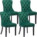 KCC Velvet Dining Chairs Set of 4, Upholstered High-end Tufted Dining Room Chair by KCC