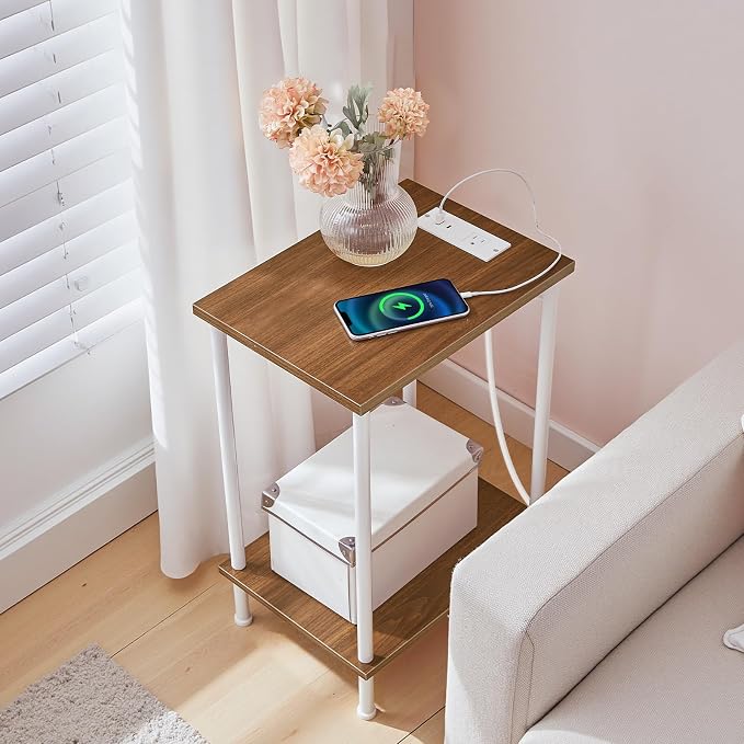 HOOBRO Side Table with Charging Station, End Table with USB Port and Outlets - Image 5