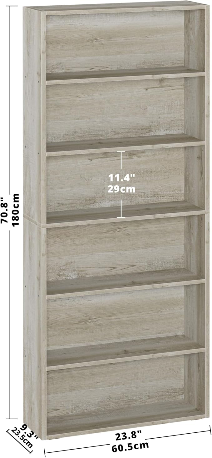 IRONCK Bookshelves and Bookcases Floor Standing 6 Tiers Display Storage Shelves - Image 3