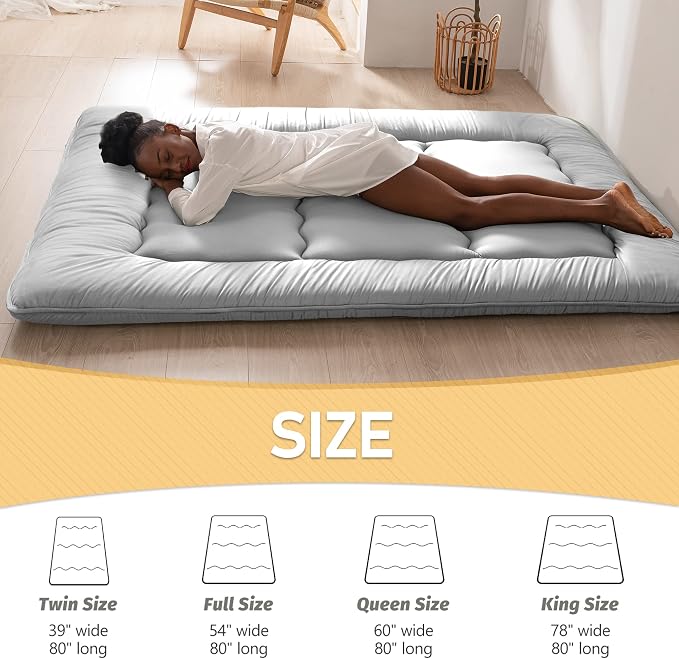 MAXYOYO Japanese Floor Mattress Futon Mattress, Thicken Tatami Mat Sleeping Pad - Image 6