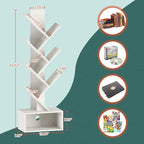 Yoobure Tree Bookshelf, 6 Tier Small Book Shelf Retro Floor Standing Bookcase - Image 3