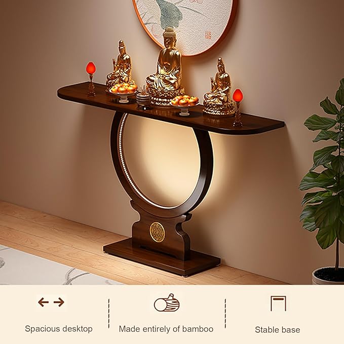 Wood Console Table for Entryway or Living Room, Circle Design - Image 3