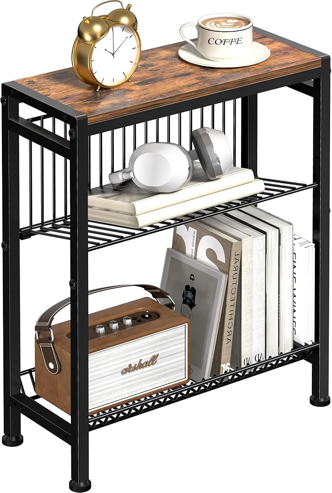 Narrow Side Table for Small Space, 3-Tier End Table by HOME