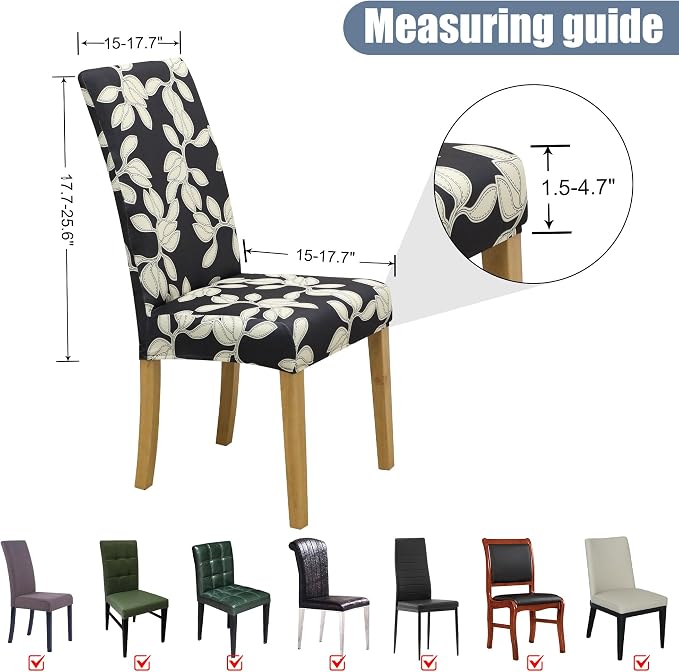BIETYONE Stretch Dining Chair Covers Set of 4, Soft Removable Washable Kitchen - Image 5