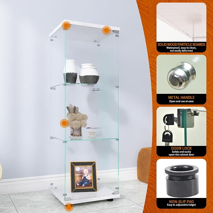 Beauty4U One-Door Glass Display Cabinet, Collection Display, Quick Installation - Image 5