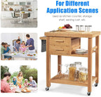 Giantex Kitchen Island, Bamboo Island Cart, Kitchen Trolley Cart on Wheels - Image 6