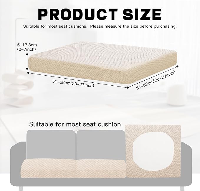8Pcs Outdoor Cushion Covers, Elastic Patio Cushion Covers | Washable, - Image 2