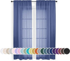 Blue Sheer Curtains 72 Inches Long 2 Panels Set, Transparent Light Filtering by OWENIE