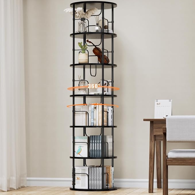 ALLSTAND 6 Tier Rotating Bookshelf, 360 ° Display Stackable Spinning Bookshelf by ALLSTAND