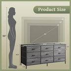 Huuger 9 Drawer Dresser for Bedroom, 47 Inch Dresser TV Stand for 50, 55 Inch TV - Image 3