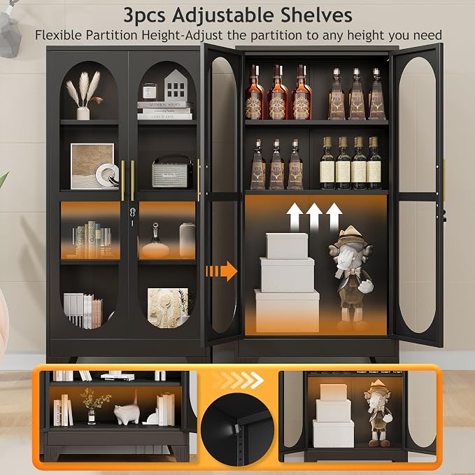 PAOFIN 61" H Locking Display Cabinet - Image 3