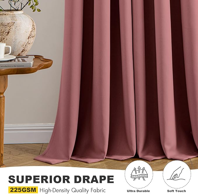 MIULEE Blackout Curtains for Bedroom 2 Panels 40 x 84 Inch Long Dusty Rose | - Image 5