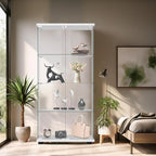 Display Cabinet with Glass Door and Lock, 4-Shelf Fast Installation in 30 Mins - Image 6