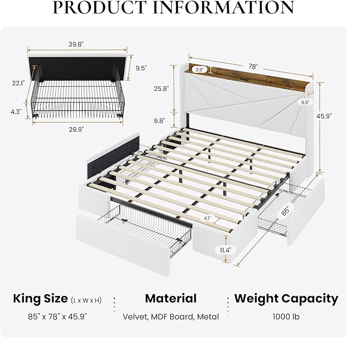 SHA CERLIN King Size Bed Frame - Image 2