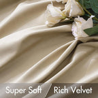 MIULEE Velvet Curtains 52x96 inches 2 Panels Beige Blackout Curtains | Luxury - Image 4