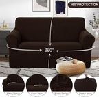 U-NICE HOME Loveseat Cover Stretch Couch Cover Sofa Slipcover, Chocolate | - Image 3