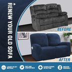 H.VERSAILTEX Velvet Stretch Recliner Couch Covers 6-Pieces Recliner Loveseat - Image 5