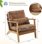 VINGLI Solid Wood Wide Armrests Accent Chair, Upholstered Mid Century Modern - Image 2