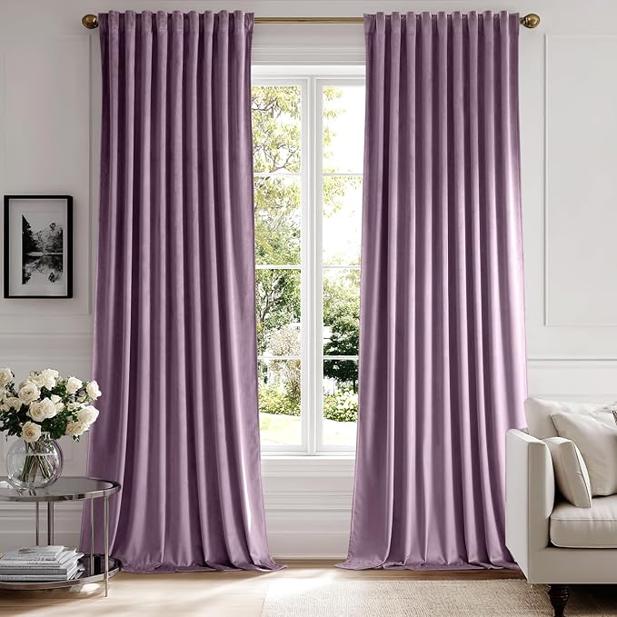 MIULEE Lavender Velvet Curtains 52x90 inches Luxury Blackout Curtains | Thermal by MIULEE