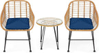 Tangkula 3 Pieces Patio Bistro Set, Rattan Conversation Set - Image 9