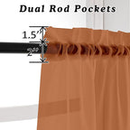 Orange Sheer Curtains 72 Inches Long 2 Panels - Image 3