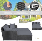 Tangkula Outdoor Rattan Daybed, Wicker Furniture - Image 5