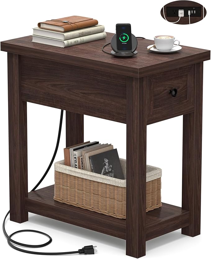 Armocity Narrow End Table with Charging Station by Armocity