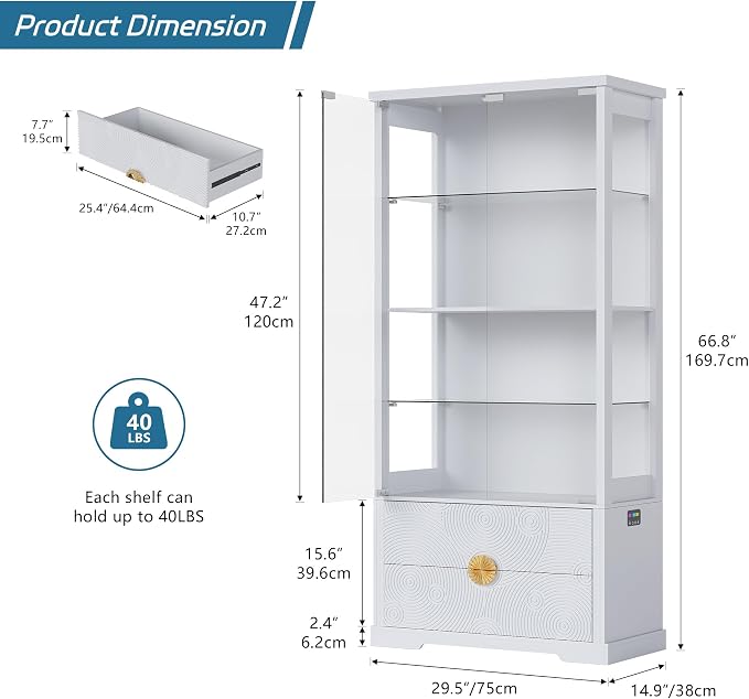 TAGELIER RGB Glass Display Cabinet - Image 2