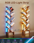 Casaottima Tree Bookshelf with LED Lights, 8-Tier Narrow Bookcase - Image 5