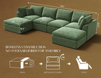ohllob 140" U Shaped Couch, Cloud Sectional Couches - Image 2