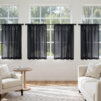 MIULEE 4 Panels Half Window Tier Black Sheer Curtains 42 x 36 Inches | Light - Image 2