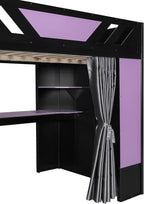 Full Size Wood Loft Bed with Built-in Workstation, Smart Storage, RGB Lighting - Image 5