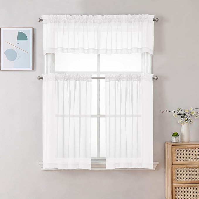 Chyhomenyc Sheer Valances for Windows, Light Filtering Small Window Curtains - Image 2