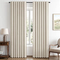 MIULEE 100% Blackout Linen Curtains 42 x 72 Inch Linen Beige 2 Panels | Thermal by MIULEE
