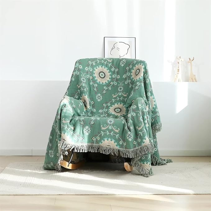 LUTBM Boho Throw Blanket for Bed 100% Cotton Ultra Soft Rustic Quilt Summer - Image 5