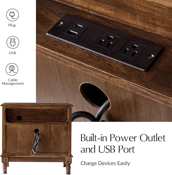 HULALA HOME Solid Wood Storage End Table - Image 4